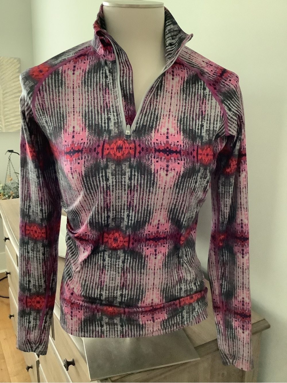 Nike Pink, Gray and Red Half-Zip Turtleneck Sweater